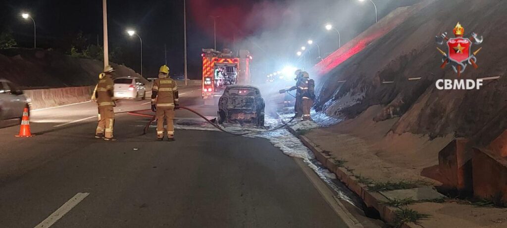 Incêndio em veículo na subida do Colorado mobiliza bombeiros