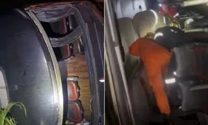 Ônibus capota na BR-060 e deixa 10 feridos perto de Alexânia