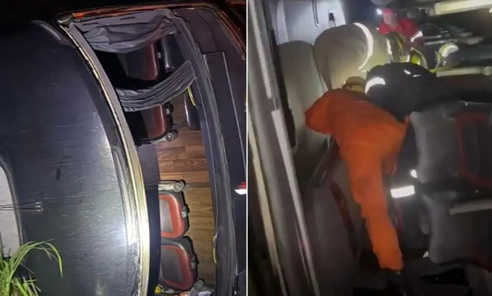 Ônibus capota na BR-060 e deixa 10 feridos perto de Alexânia