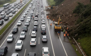 Deslizamento causa 36 km de lentidão na Régis Bittencourt nesta sexta-feira, 16