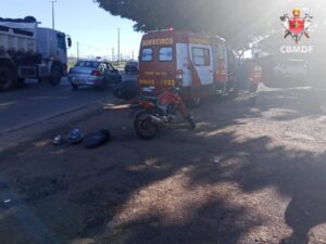 CBMDF é acionado após sinistro entre motocicleta e carro em Ceilândia
