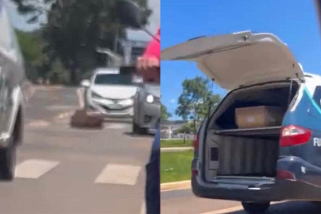 Caixão cai de carro em avenida e assusta