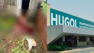 Imagem mostra cena do crime e hospital para onde vítima foi encaminhada após a facada