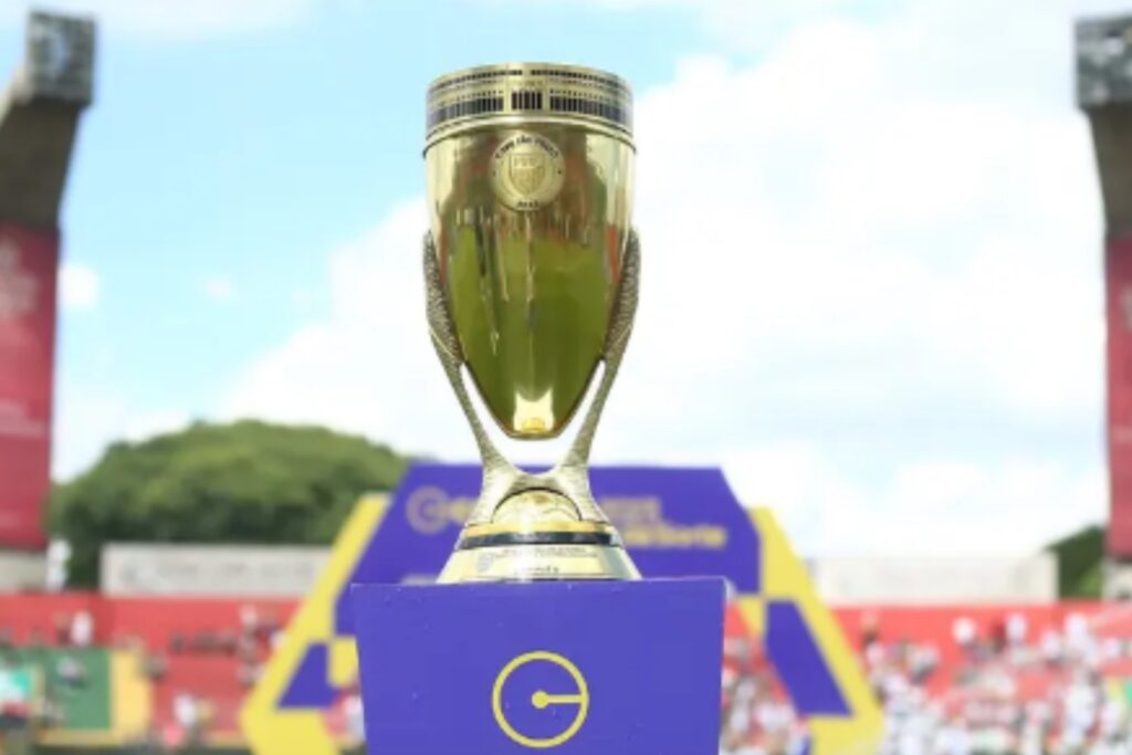 Imagem colorida do troféu da Copinha- MEtróples