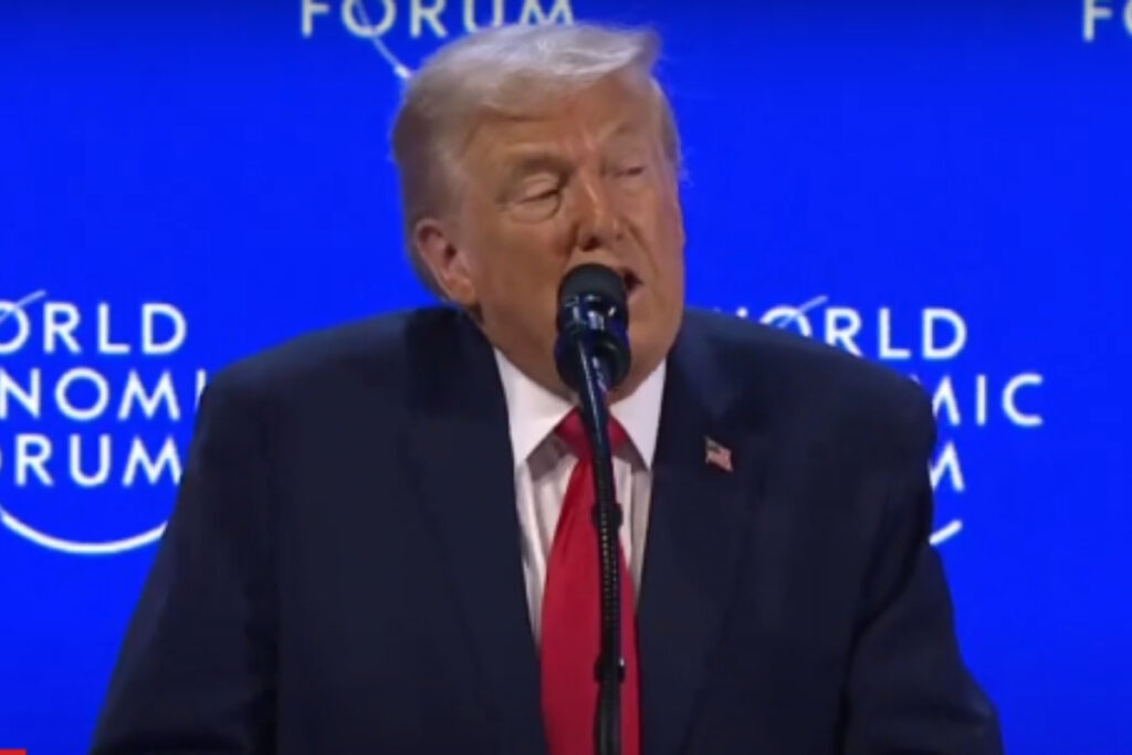 Presidente dos Estados Unidos, Donald Trump, discursa em Davos