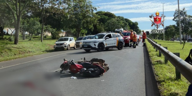 Sinistro entre motocicleta e SUV deixa um ferido em Sobradinho