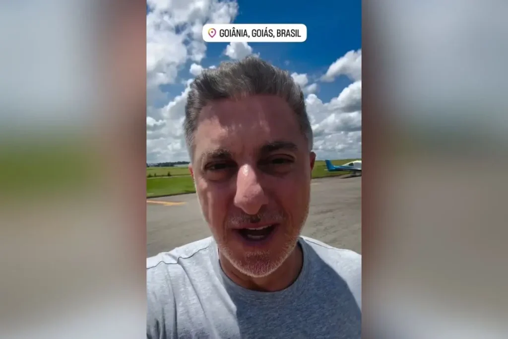 Luciano Huck chega em Goiânia para gravação: ‘adoro essa terra’