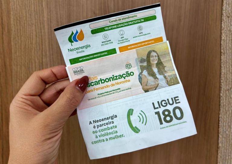 Neoenergia inclui Ligue 180 em faturas para combater violência contra mulheres