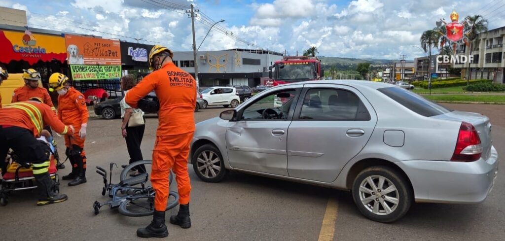 Ciclista fica ferido após ser atropelado por carro em Sobradinho