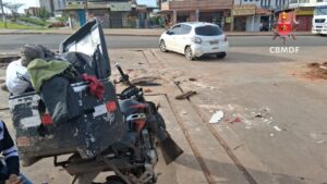 Motociclista fica ferido após colisão com veículo em Ceilândia