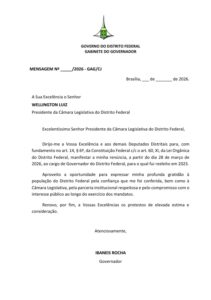 Ibaneis Rocha formaliza renúncia em mensagem à Câmara Legislativa