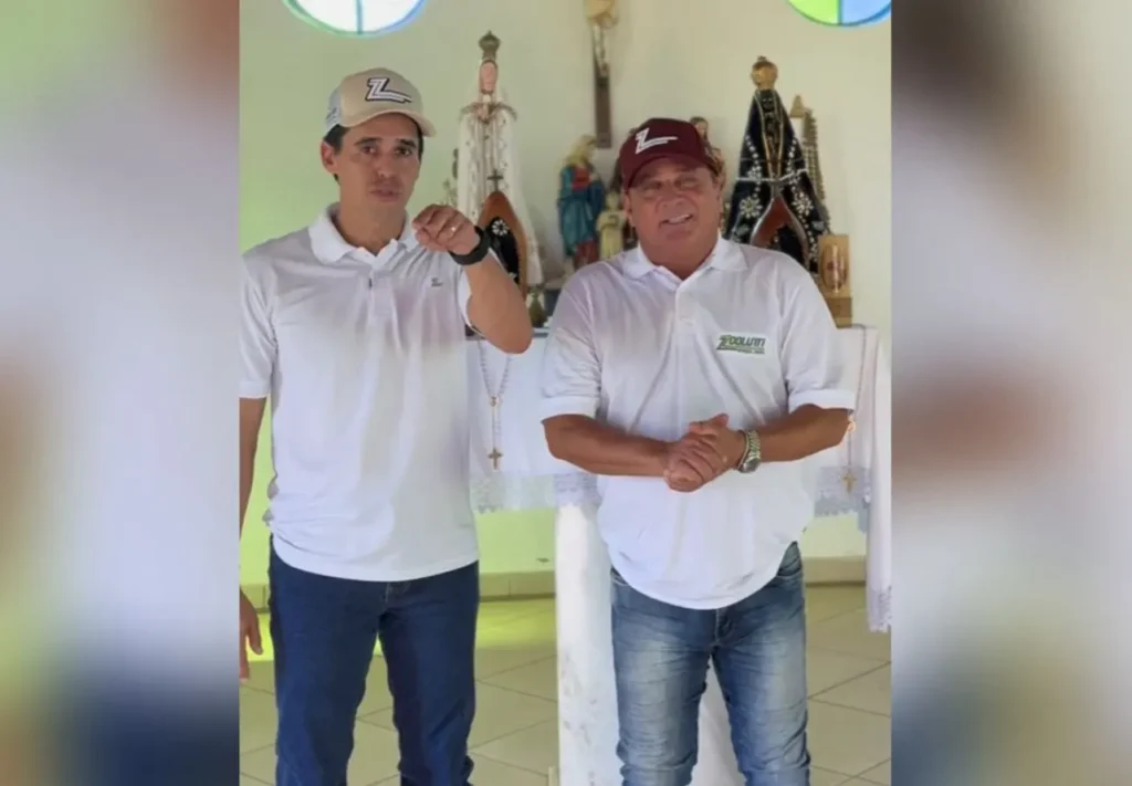 Leonardo doa violão autografado e gado para leilão de paróquia em Goianésia