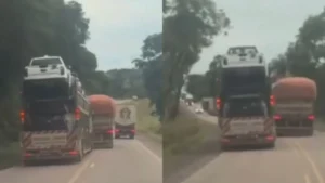 Imagens mostram momento em que condutor arrisca ultrapassagens