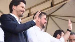 Imagem mostra governador de Goiás, Daniel Vilela, e ex-prefeito de Aparecida, Gustavo Mendanha