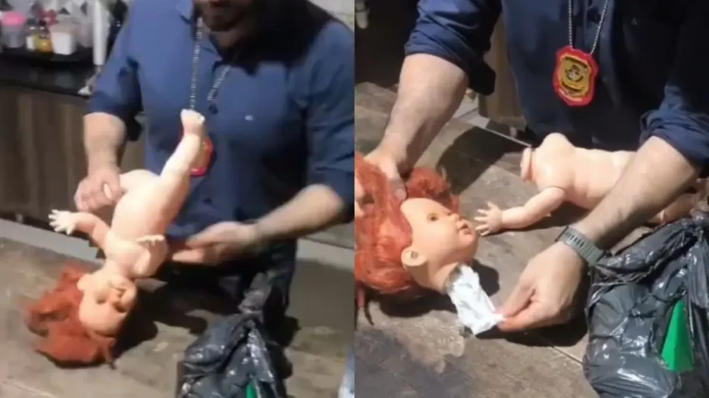 Imagens mostram brinquedo sendo desmontado pelo delegado