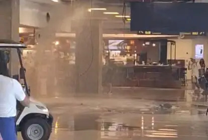 encanamento se rompe e alaga galeão