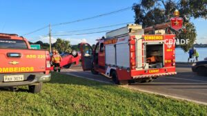 Capotamento na DF 005 após colisão deixa um ferido no Lago Norte