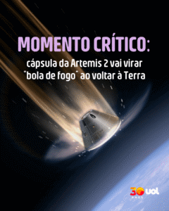 Momento crítico: cápsula da Artemis 2 vira 'bola de fogo' ao voltar à Terra