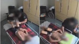 Cuidador agredindo idoso - (Foto: reprodição)