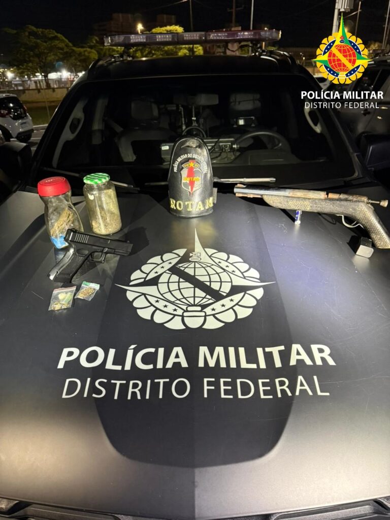 ROTAM apreende adolescentes com arma e drogas no Recanto das Emas
