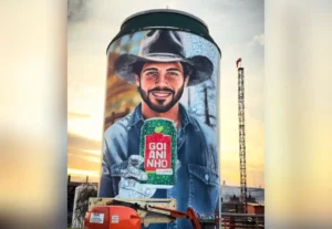 Muralista de Trindade transforma silos de fábrica em painéis de arte urbana na GO-060