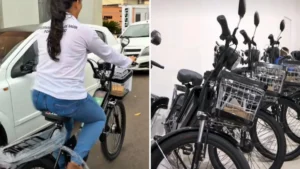Imagem mostra profissional utilizando veículo entregue em etapa anterior