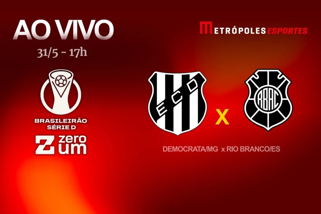 Série D ZeroUm: Metrópoles transmite Democrata-MG x Rio Branco-ES. Siga no YouTube