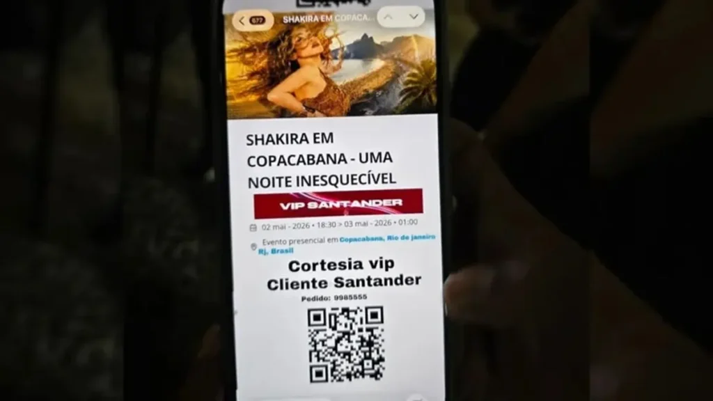 Homem lucra R$ 6 mil com ingressos falsos para o show da Shakira no Rio e é preso