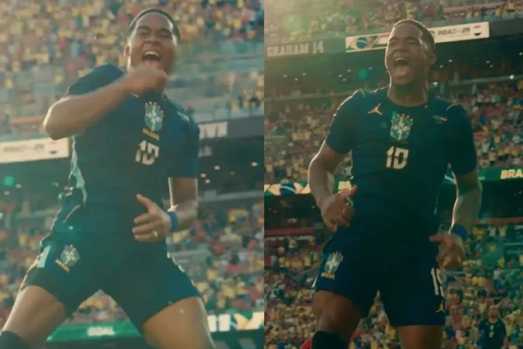 Camisa 19 de Endrick vira 10 em comemoração de gol