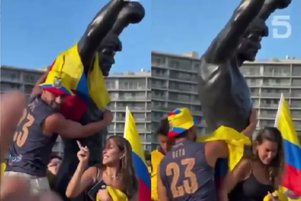 Torcida veta bandeira do Equador nos ombros de Rocky