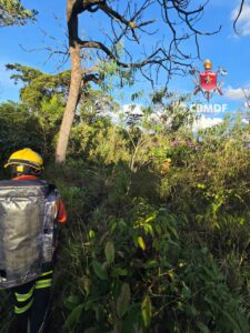 Homem é resgatado pelos bombeiros após acidente em área rural de Brazlândia
