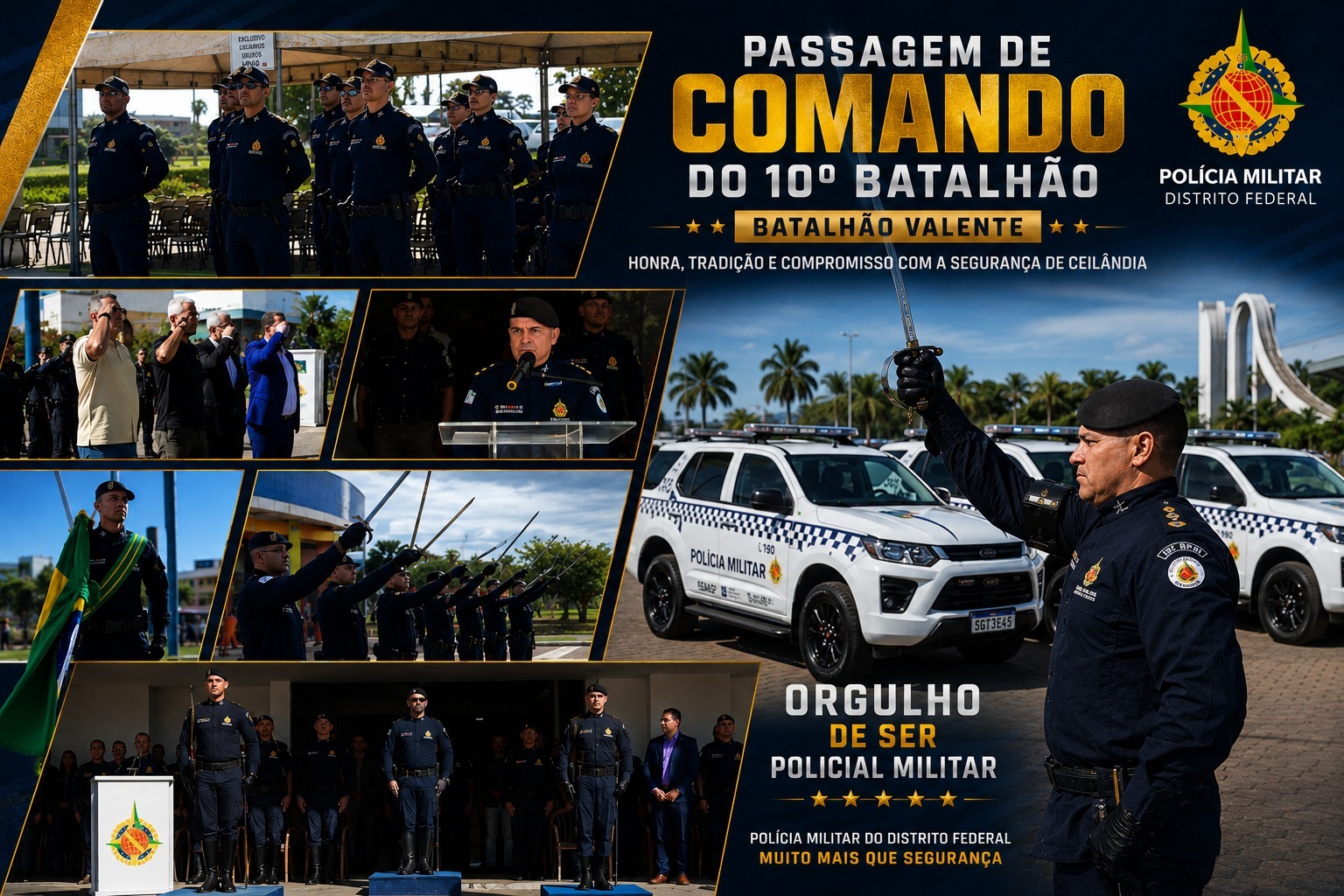 10º Batalhão da PMDF tem troca de comando em cerimônia marcada por emoção em Ceilândia