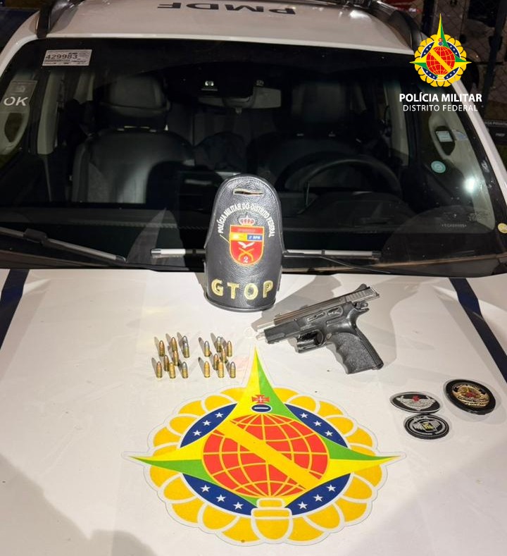 PMDF apreende pistola 9 mm durante ocorrência de ameaça em Taguatinga