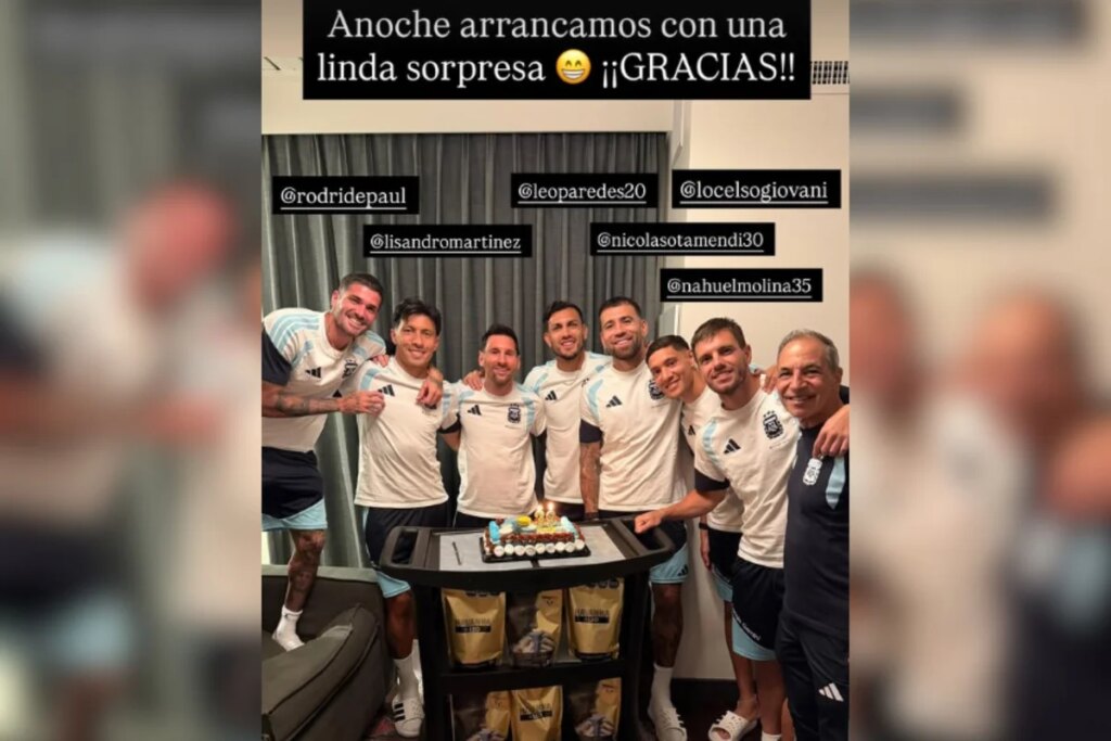 Messi ganha festa surpresa em concentração da Argentina