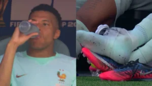 Mbappé sai e coloca gelo no tornozelo