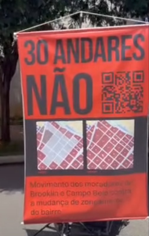 Moradores do Brooklin, na zona sul de SP, protestam contra construção de prédio de 32 andares