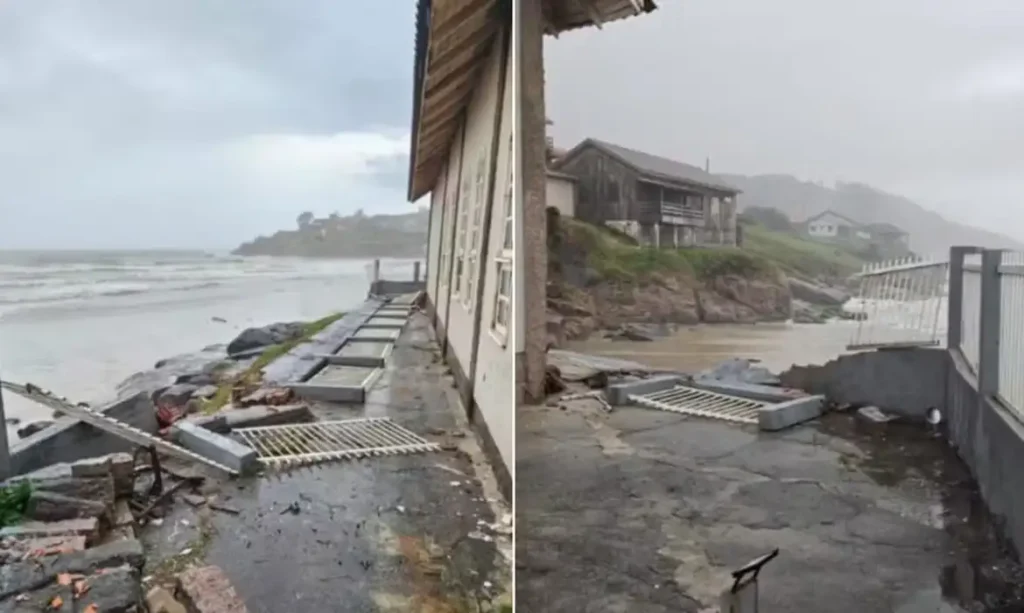 Meteotsunami atinge litoral de SC e causa danos materiais