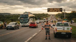 Ilustração editorial sobre Goinfra estabelece restrições de tráfego em rodovias estaduais para o feriado de Finados